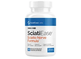 Single bottle of SciatiEase showing the premium label and clean design of the sciatic nerve support formula.