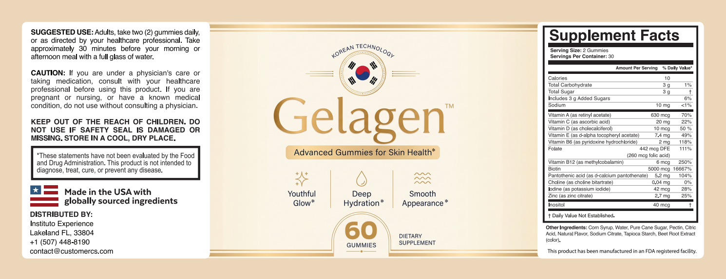 Gelagen product label and supplement information