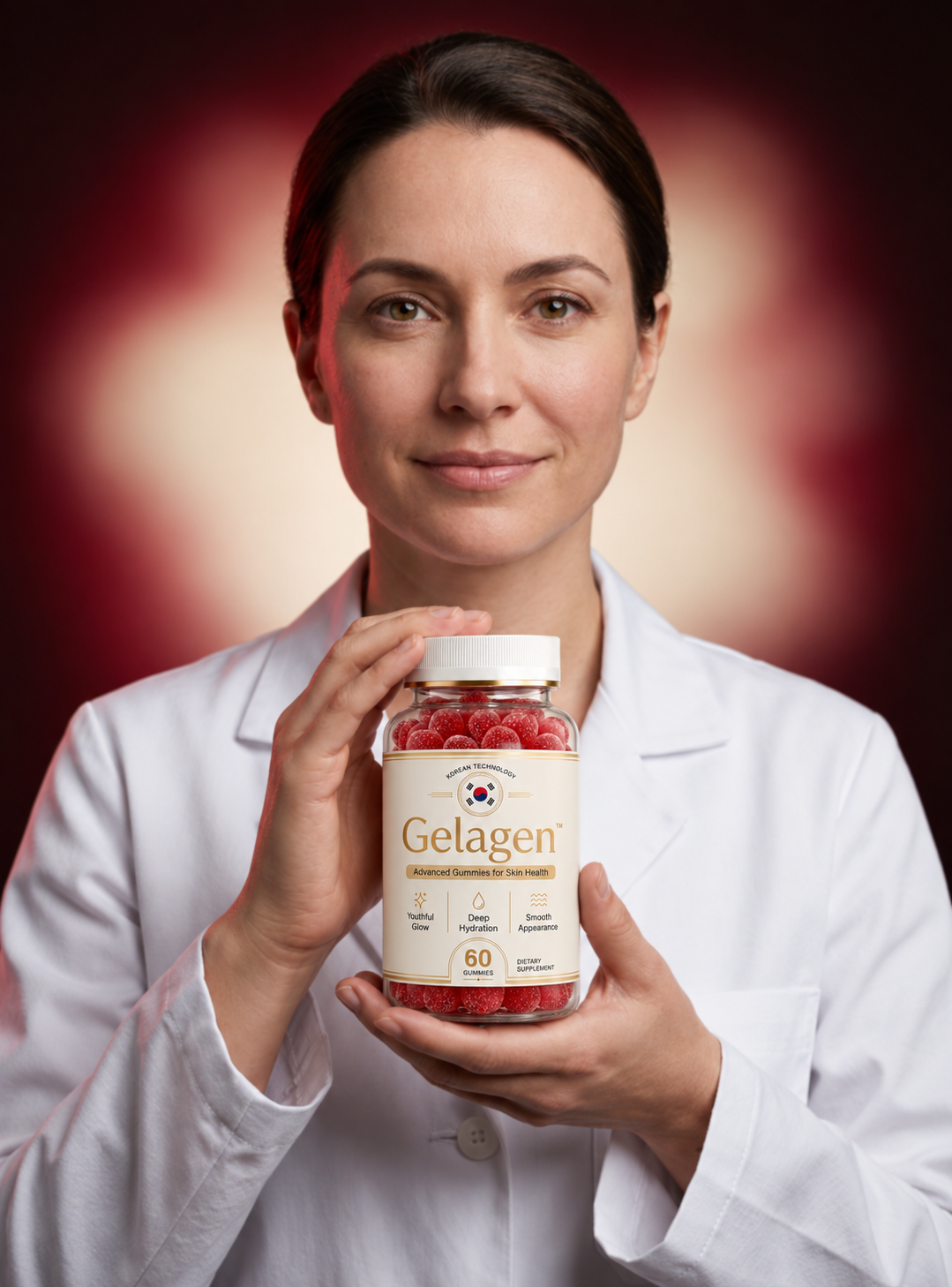 Gelagen skin health expert holding Gelagen gummies